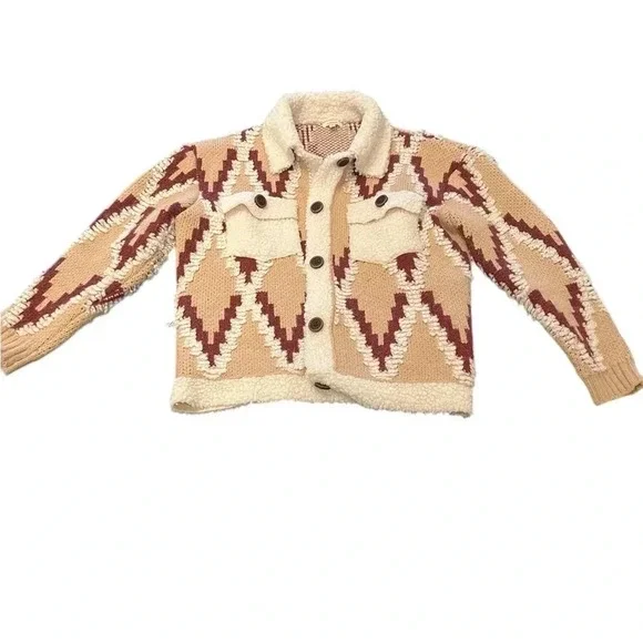 Sweeney Sherpa TrimVici Collection Jacket Sweater with Buttons women size small - Picture 2 of 11